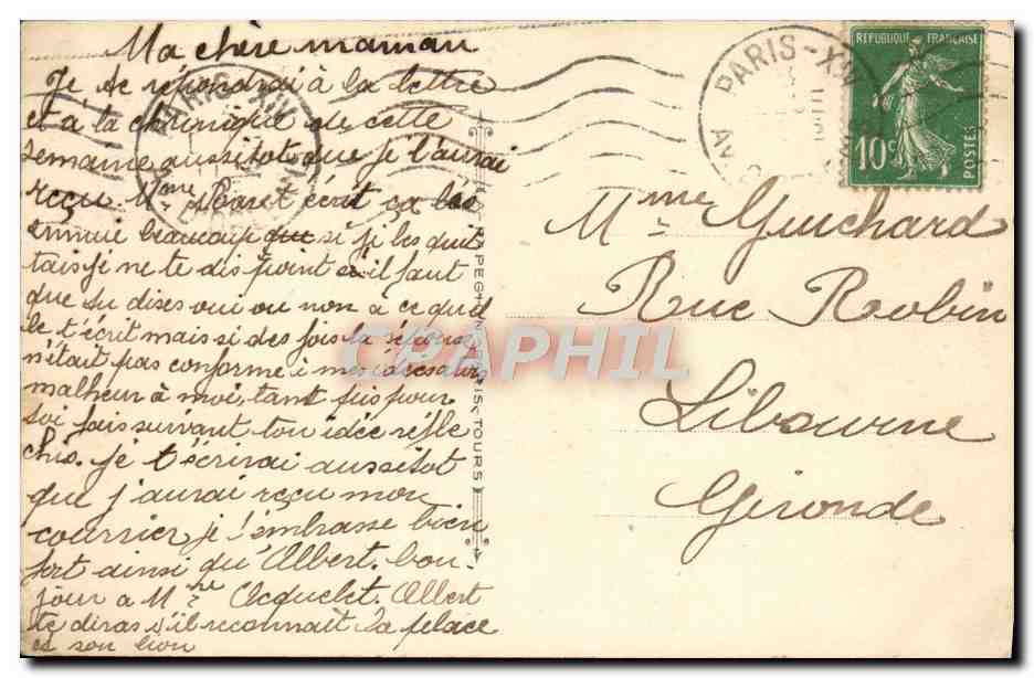 CPA Paris La place Denfert Rochereau et le lion de Belfort  — Rückseite