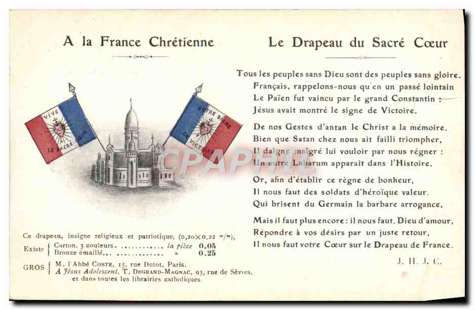 CPA Drapeaux Le drapeau du Sacre Coeur Paris 
