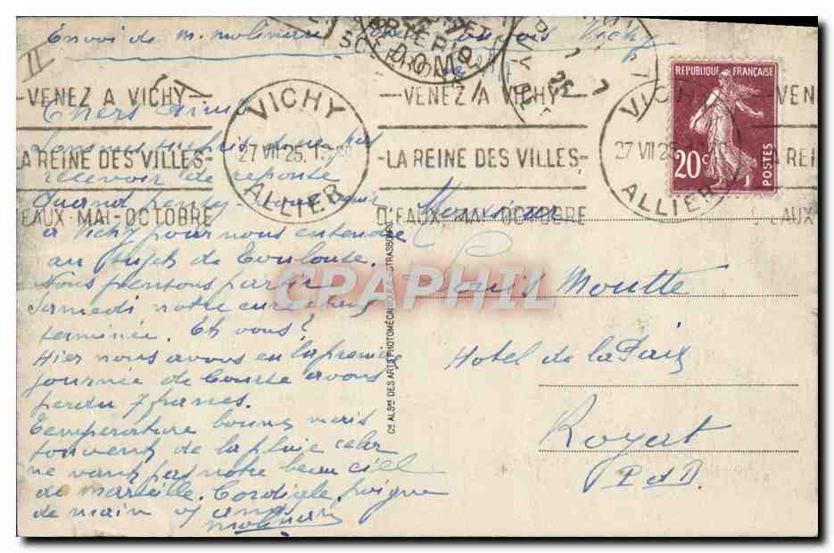 CPA Thermalisme Vichy Source Grande grille — Rückseite
