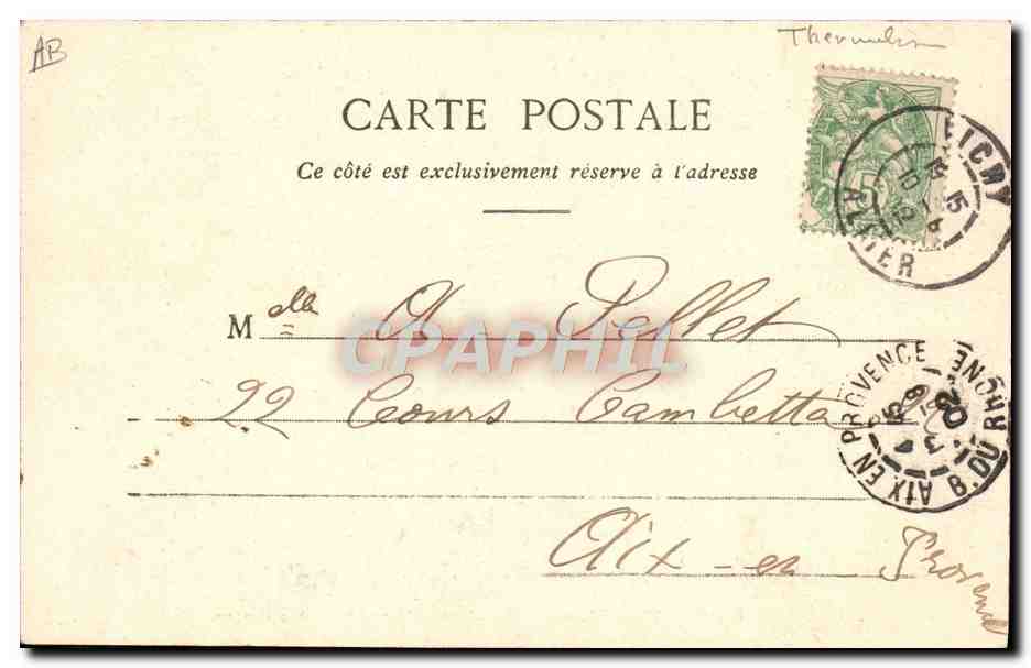 Vichy — Source de la Grande Grille — Edition Giletta, phot. Sine, n° 8254 — Verso