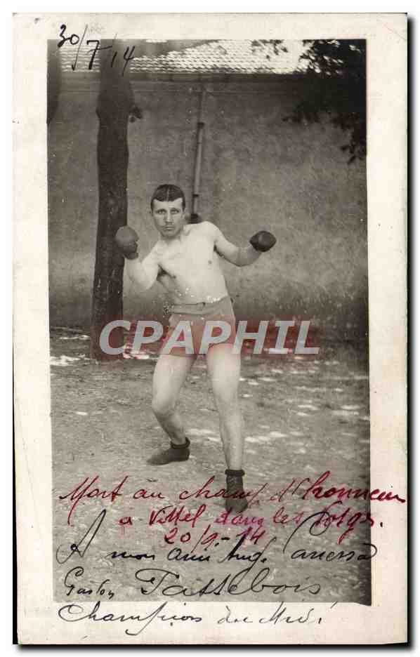Boxeur en action — Champagnac-sur-Loire, France — datée vers 1914