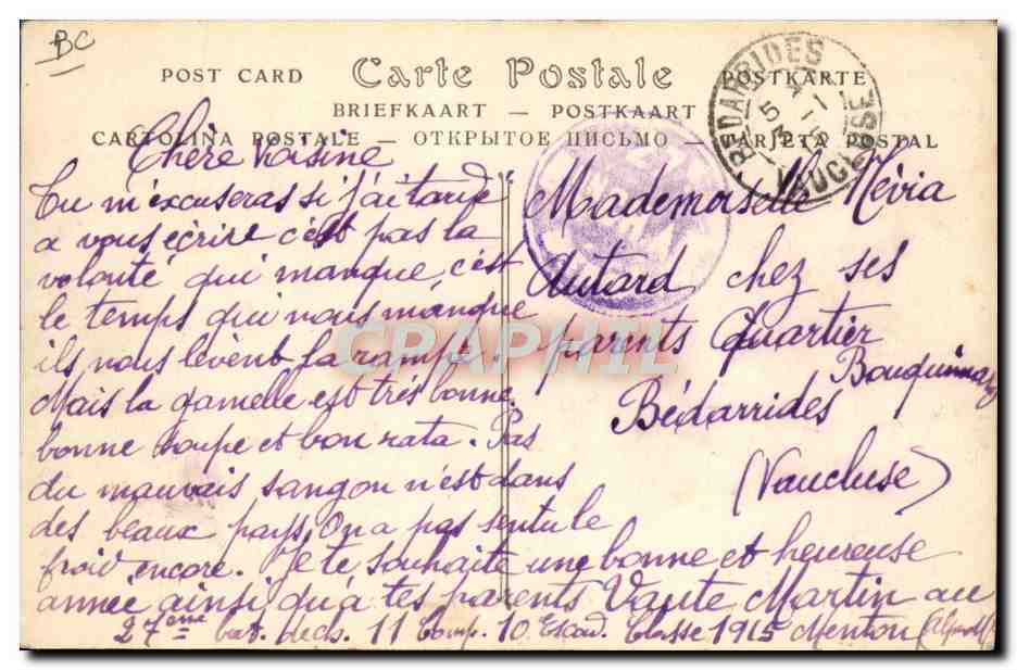 Menton — Caserne des Chasseurs Alpins — Exercice — ND Phot. n°996 — Verso