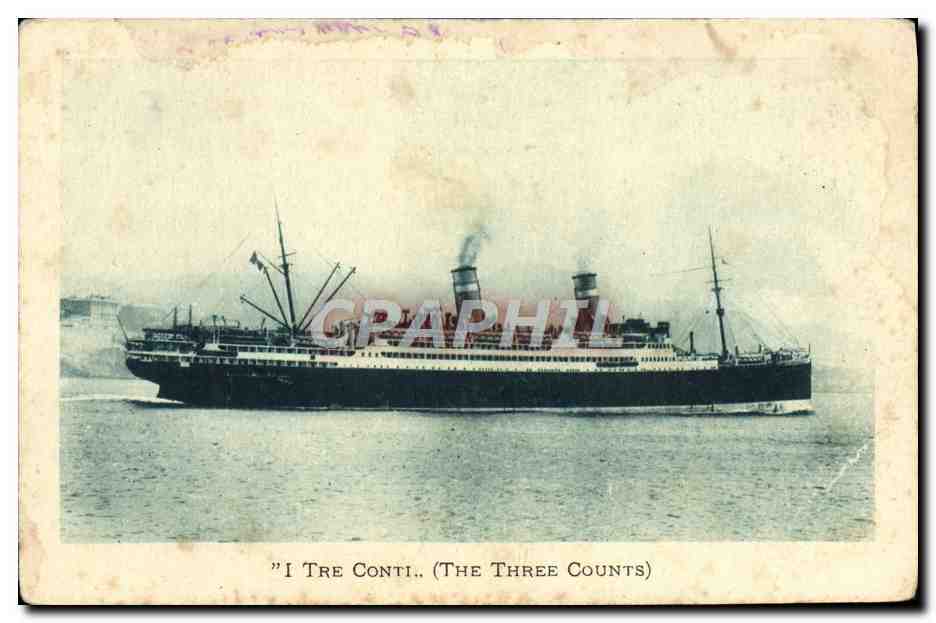 CPA Bateau Paquebot The Three Counts I tre Conti