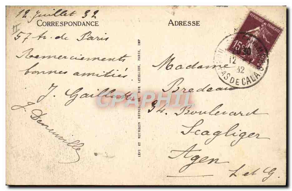 CPA Bateau Paquebot Boulogne sur Mer La Malle partant pour Folkestone — Verso