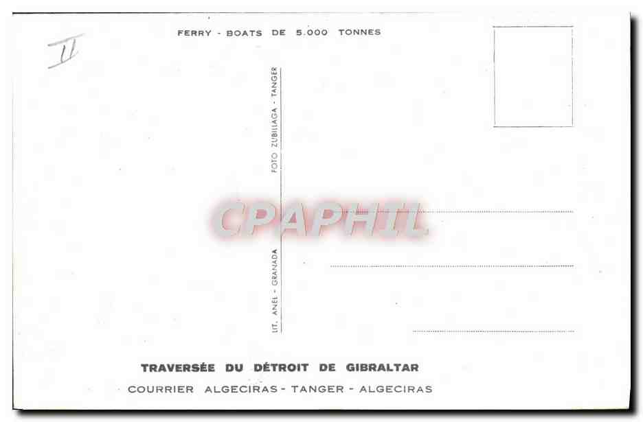 Cie. Trasmediterranée — Navire de croisière — Éditeur : Anel - Granada — Verso