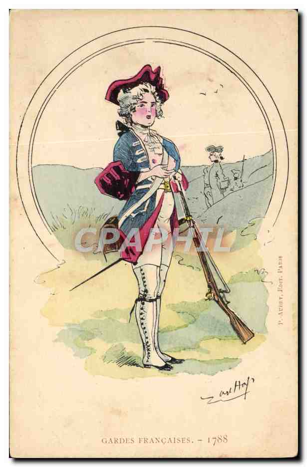 CPA Fantaisie Illustrateur Gardes francaises 1788