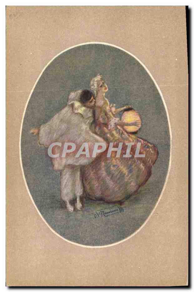 CPA Fantaisie Illustrateur Femme Pierrot