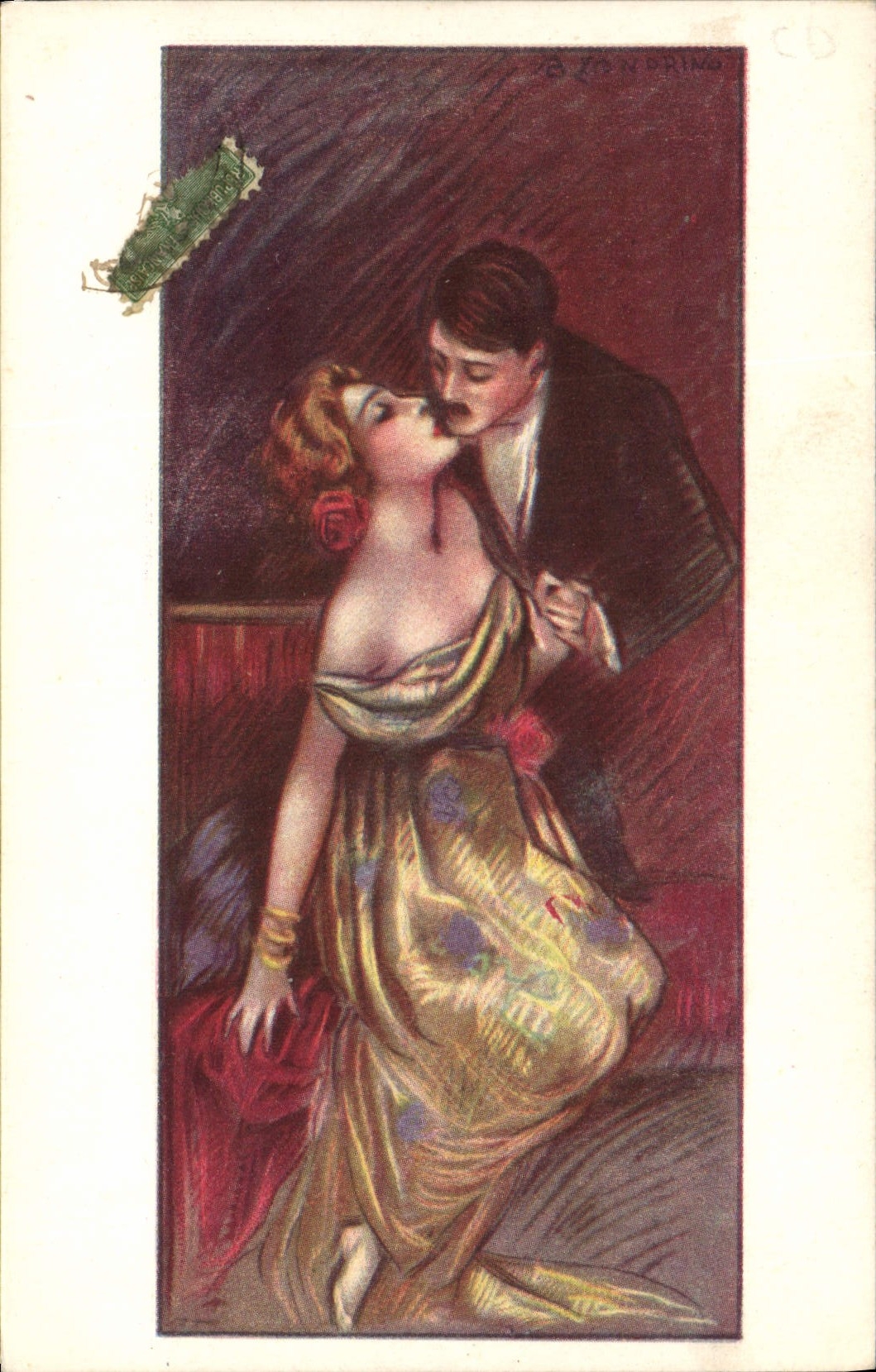 Ein Mann küsst eine Frau — romantische Szene — italienische Ausgabe, Serie 89-1