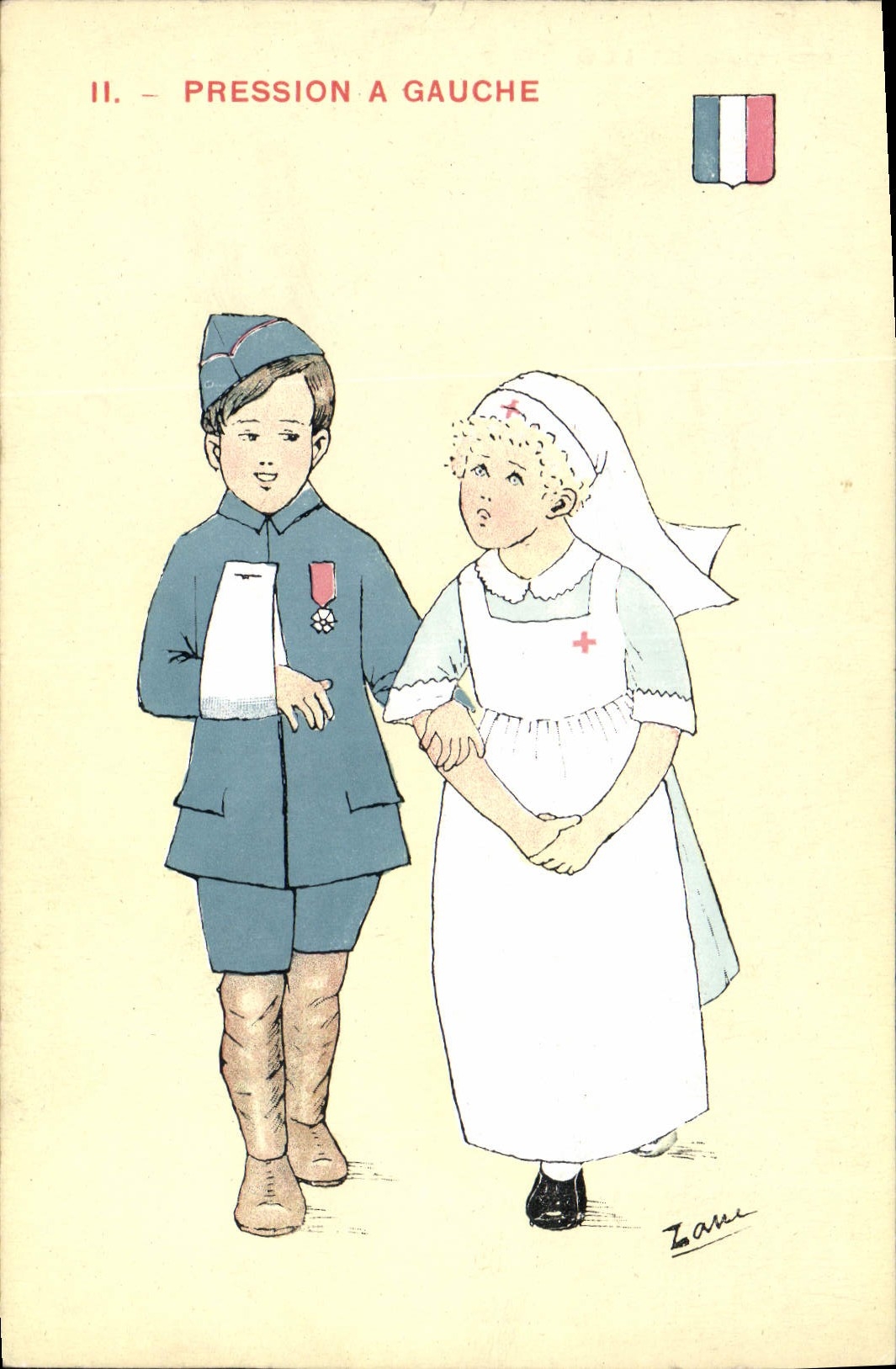 CPA Fantaisie Illustrateur Pressin a gauche Infirmiere Croix Rouge 
