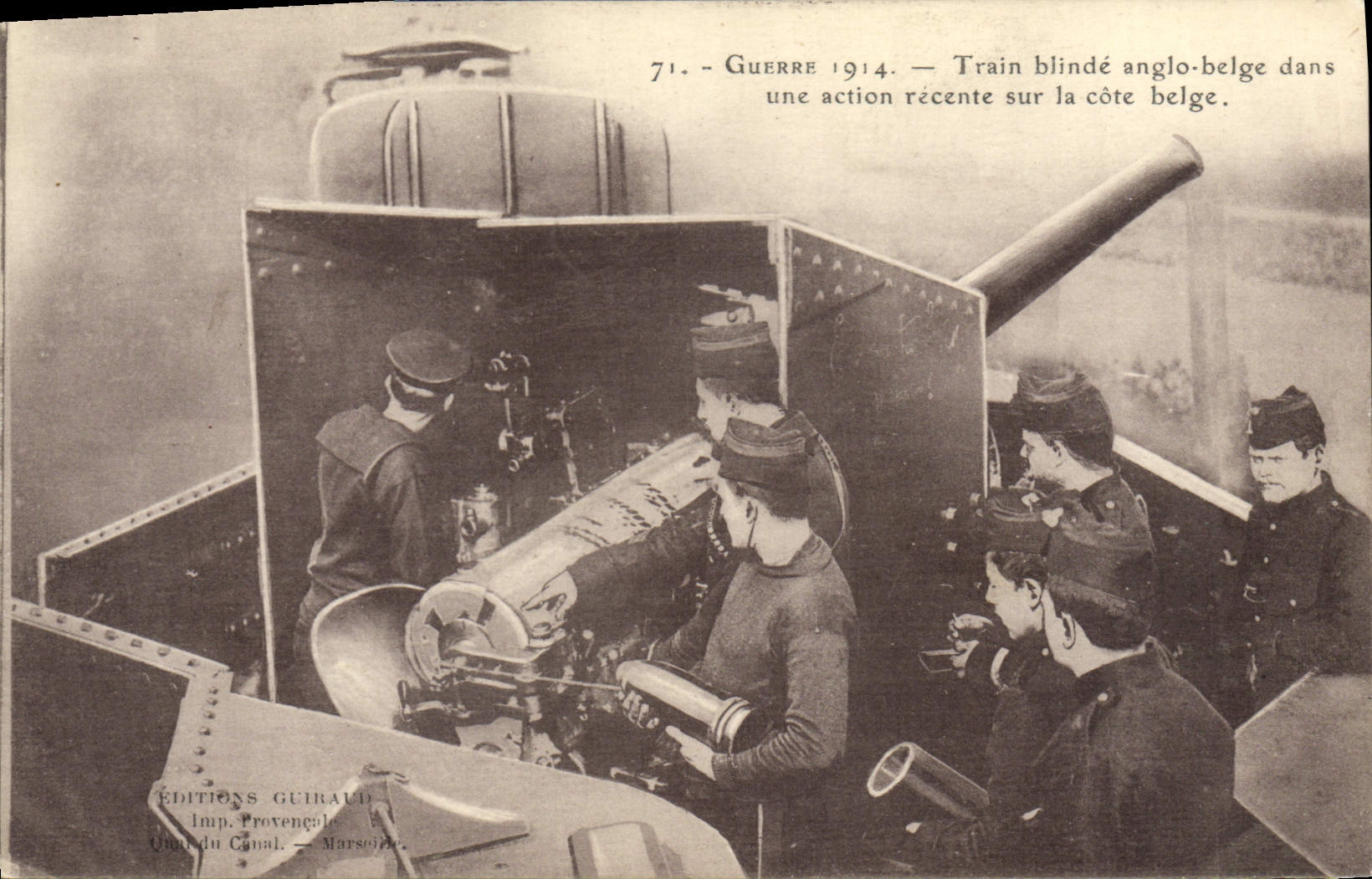 Train blindé anglo-belge — Guerre 1914 — Éditions Guirald, Imp. du Canal, Marseille