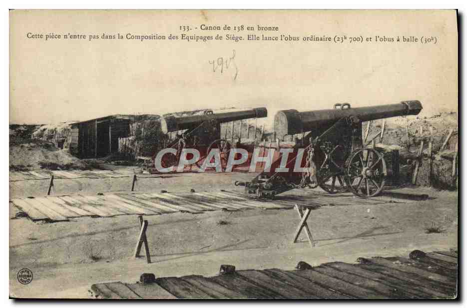 CPA Militaria Canon de 138 en bronze 