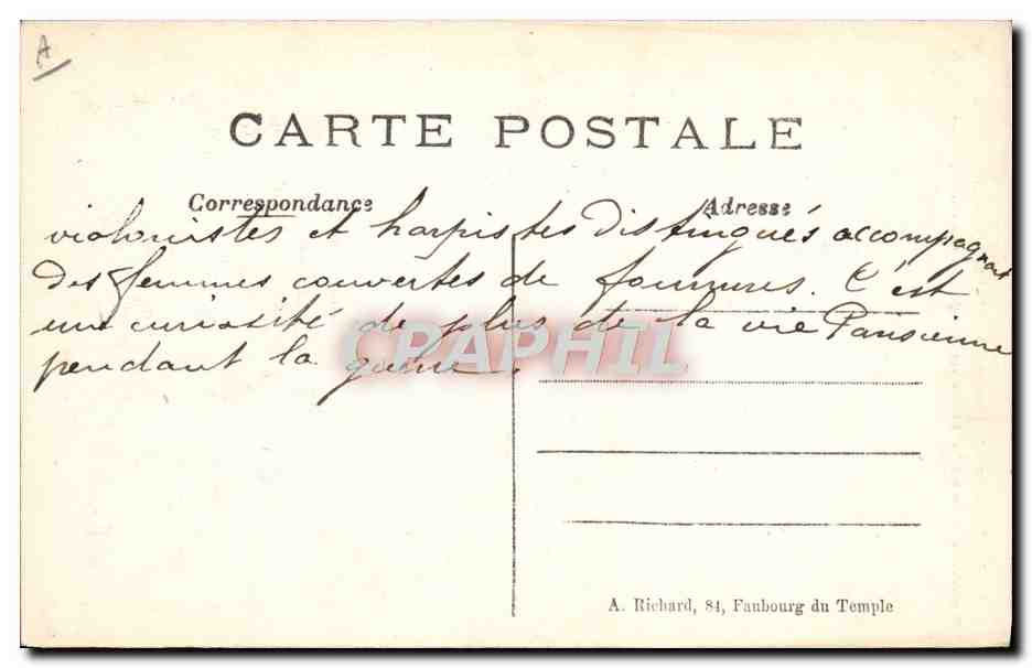 Canon français — type spécial destiné au tir contre les dirigeables et les aéroplanes — A. R. — n° 207 — Reverso