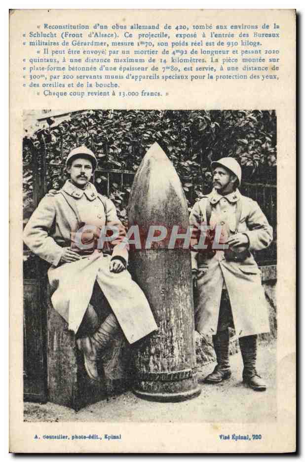 CPA Militaria Obus allemand de 420
