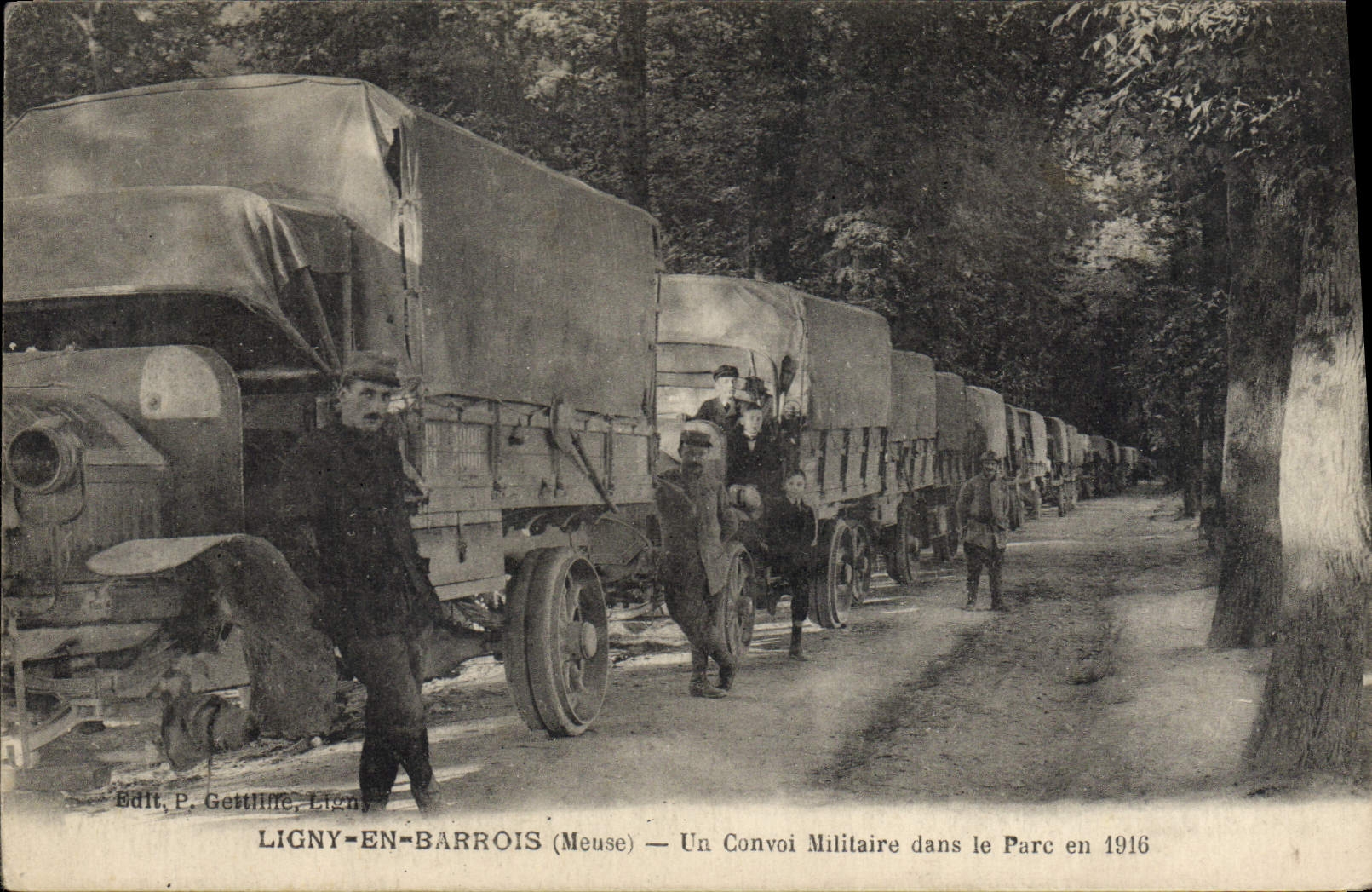 LIGNY-EN-BARROIS (Meuse) — Een Militair Convoy in het Park in 1916 — Edit. P. Gettine, Ligny