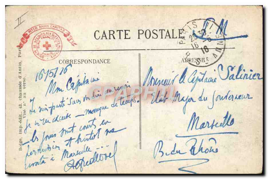 CPA Militaria Paris Musee de l'armee Projecteur pris aux Allemands en Artois et Champagne  — Rückseite