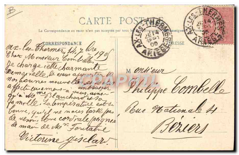 CPA Folklore Type de Bethmalaise pres Castillon Ariege  — Verso