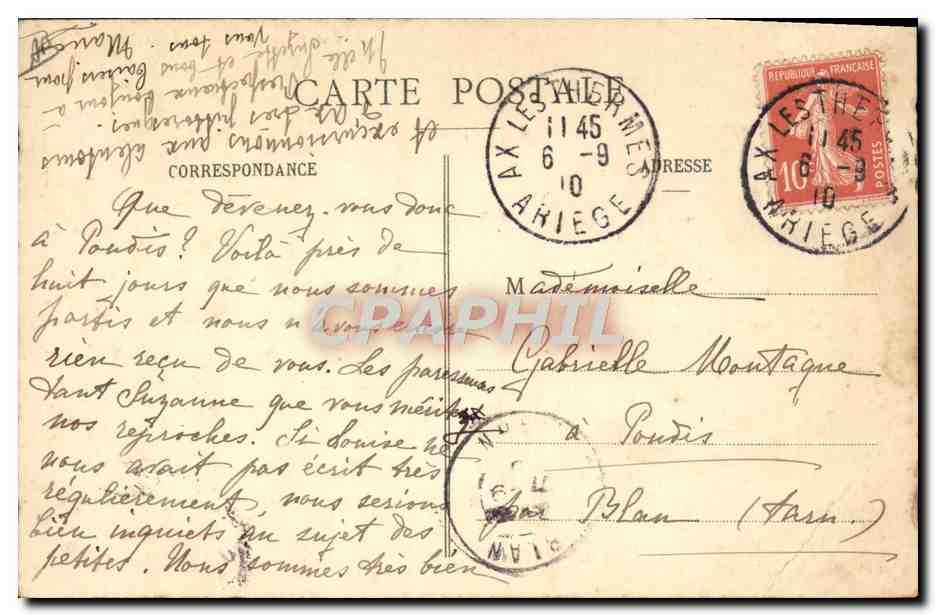 CPA Folklore Ariege Type de Bethmalaise pres Castillon  — Verso