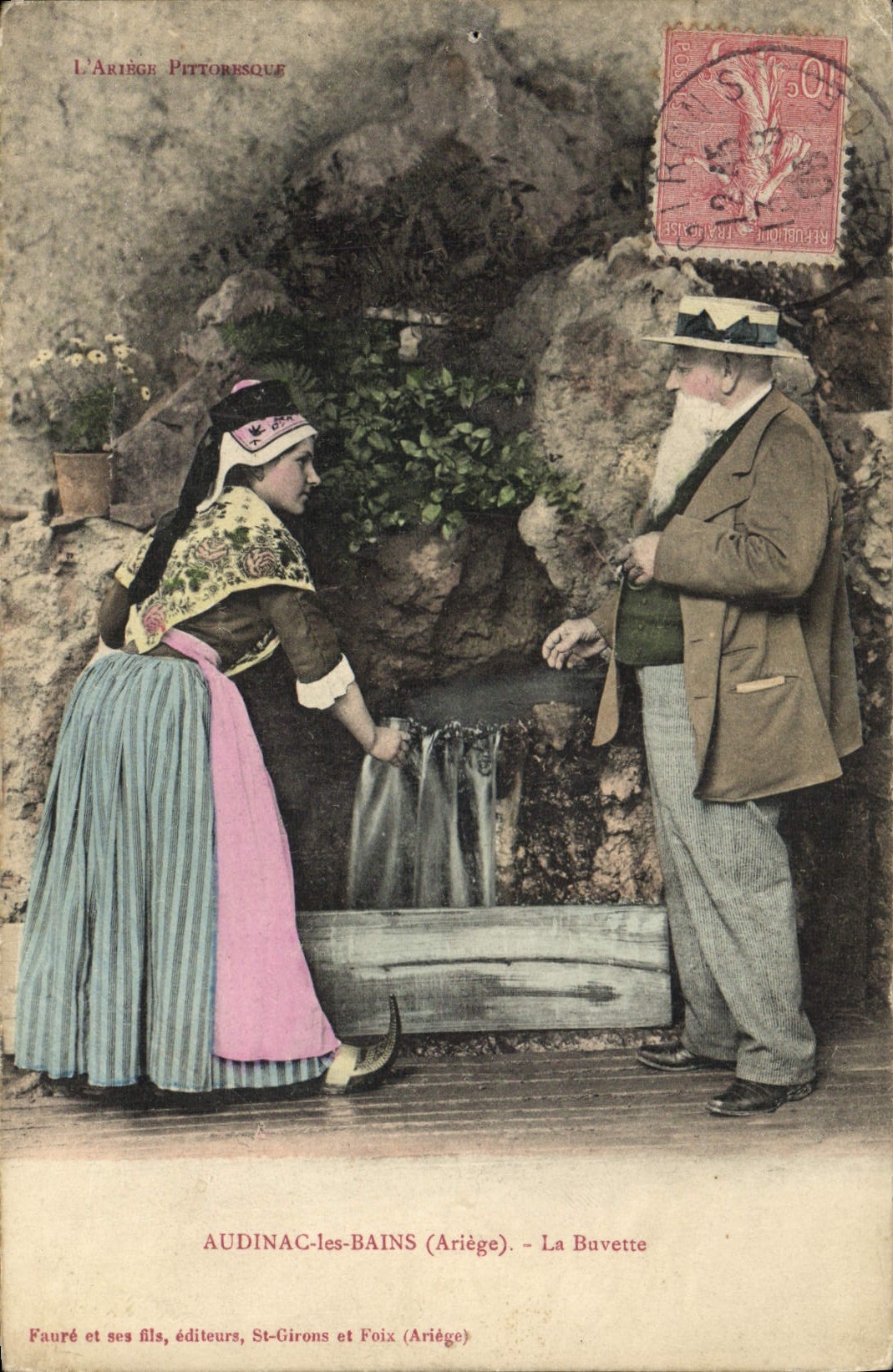CPA Folklore Ariege Audinac les Bains La buvette