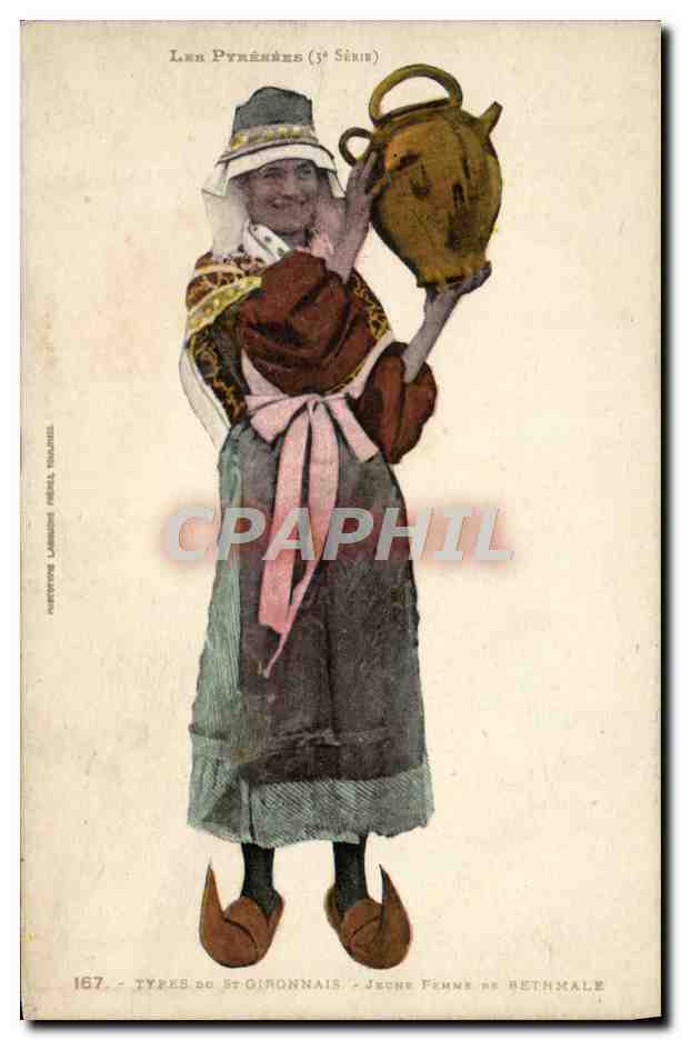 CPA Folklore Pyrenees Types du St Gironnais Jeune femme de Bethmale 