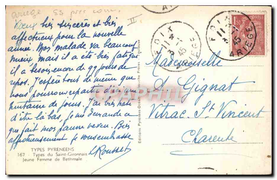 CPA Folklore Types du St Gironnais Jeune femme de Bethmale — Rückseite