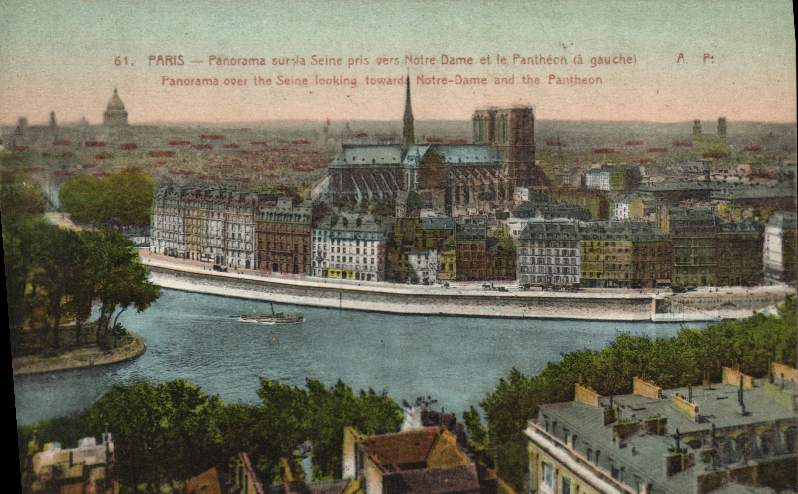 CPA Paris Panorama Sur La Seine Pris vers Notre Dame et le Pantheon 