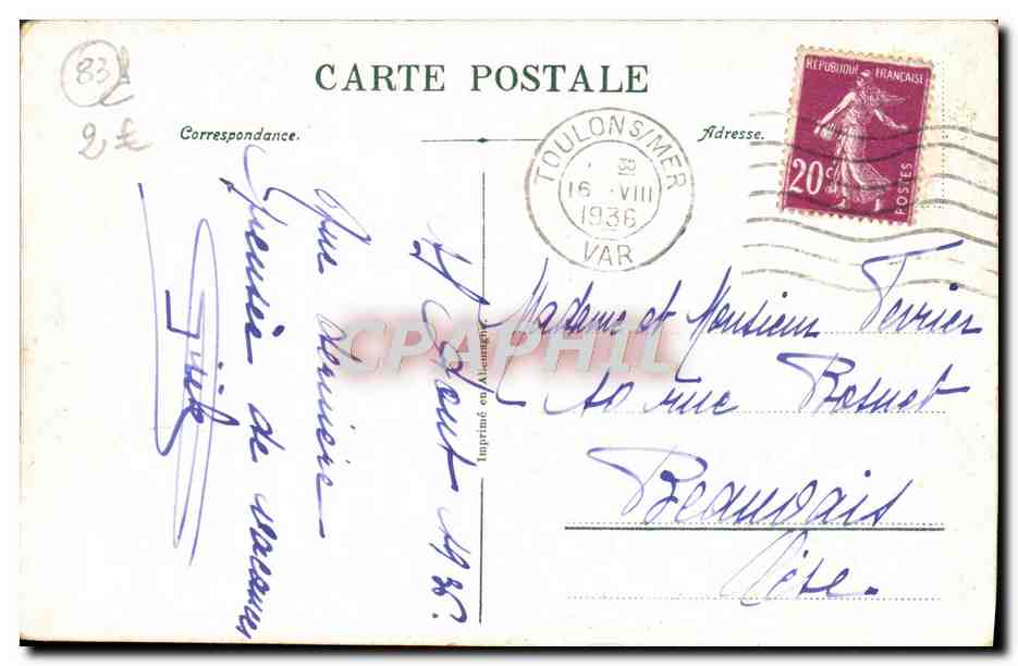 CPA Toulon Cap Brun Sentier Des Douaniers — Verso