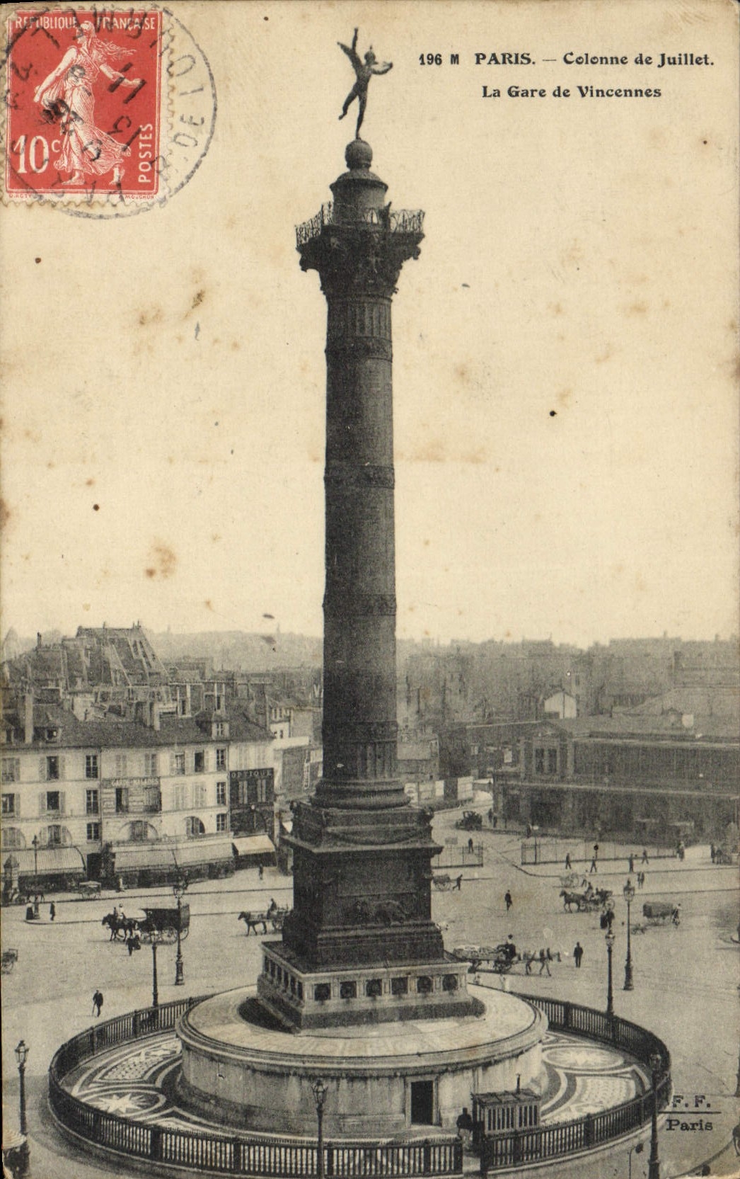 CPA Paris Colonne de Juillet La gare de Vincennes 