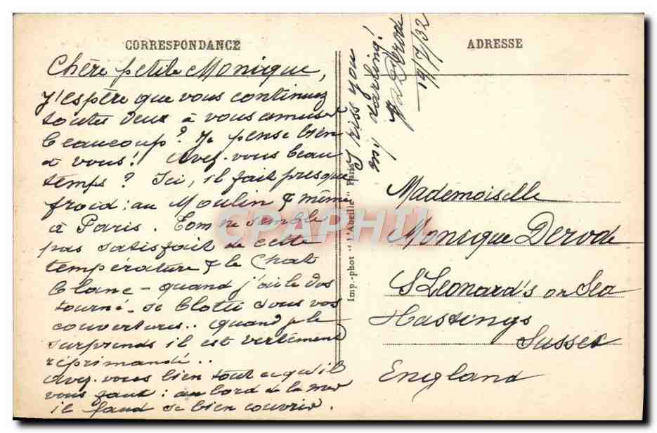 CPA Paris Notre Dame L'Abside — Verso