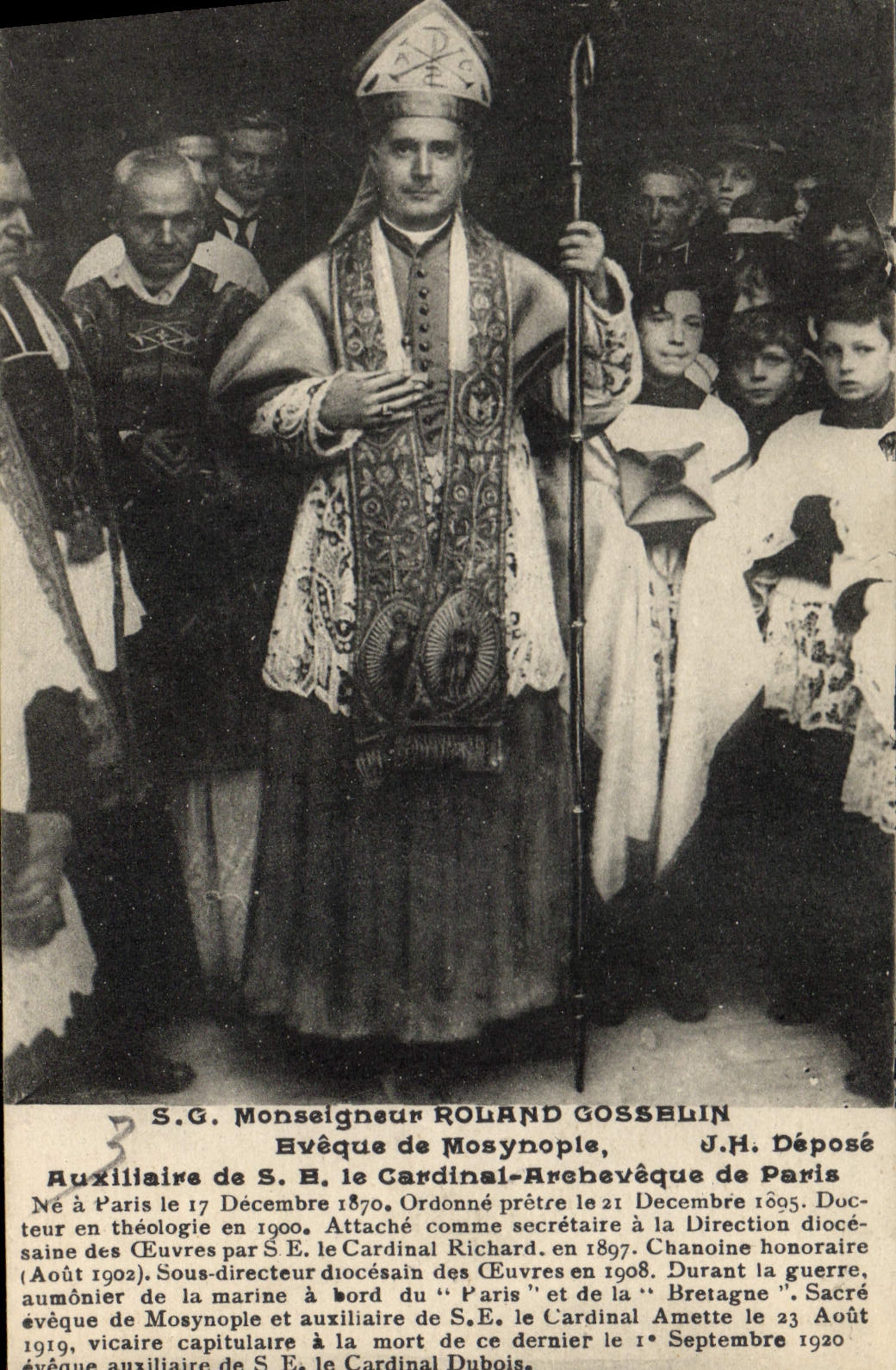 Monseigneur Roland Gosselin — Évêque de Mosynople — A. Vagne, photo-éditeur, Paris
