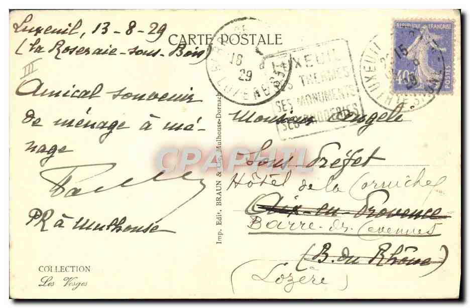 CPA Thermalisme Luxeuil Les Bains L'Etablissement Thermal — Rückseite