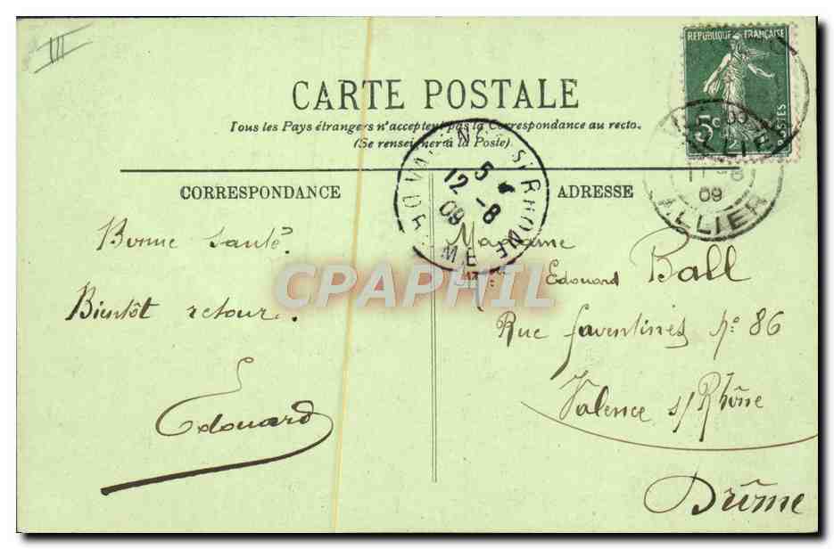 CPA Thermalisme Vichy La Source De I'Hopital — Rückseite