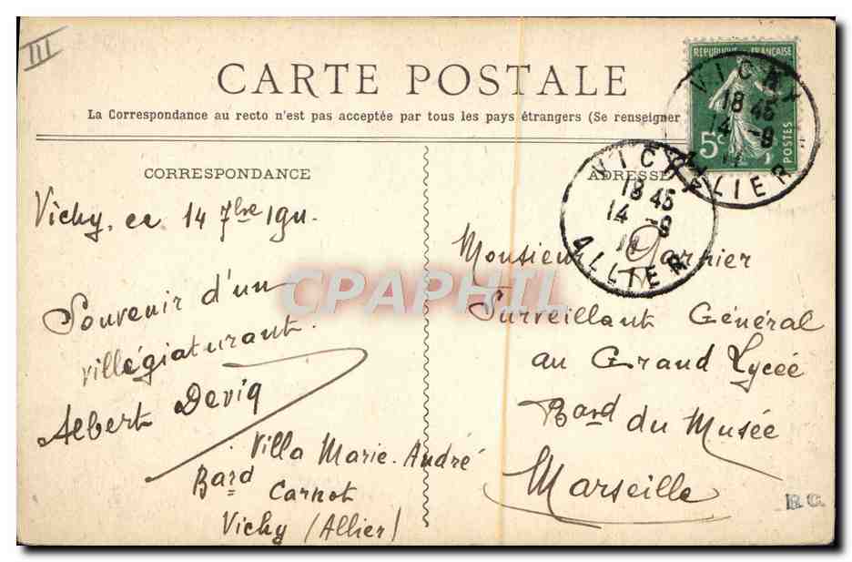 Grande Grille — Vichy — éditeur non visible — Verso