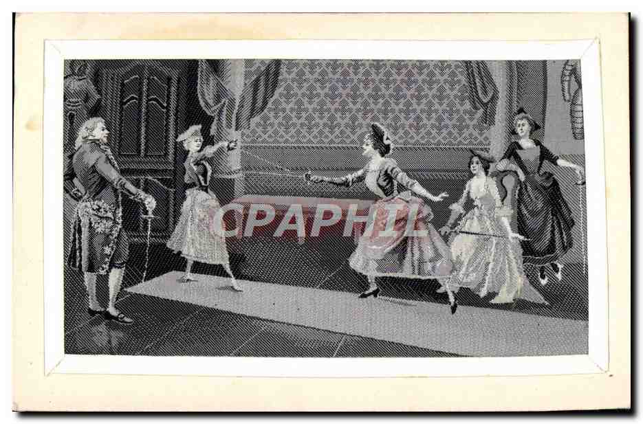Escena de baile — trajes del siglo XVIII — editor no identificado - Anverso