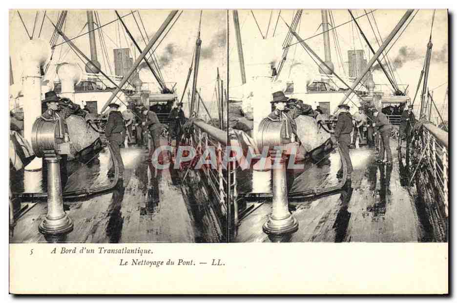 A Bord d'un Transatlantique — Le Nettoyage du Pont — LL.