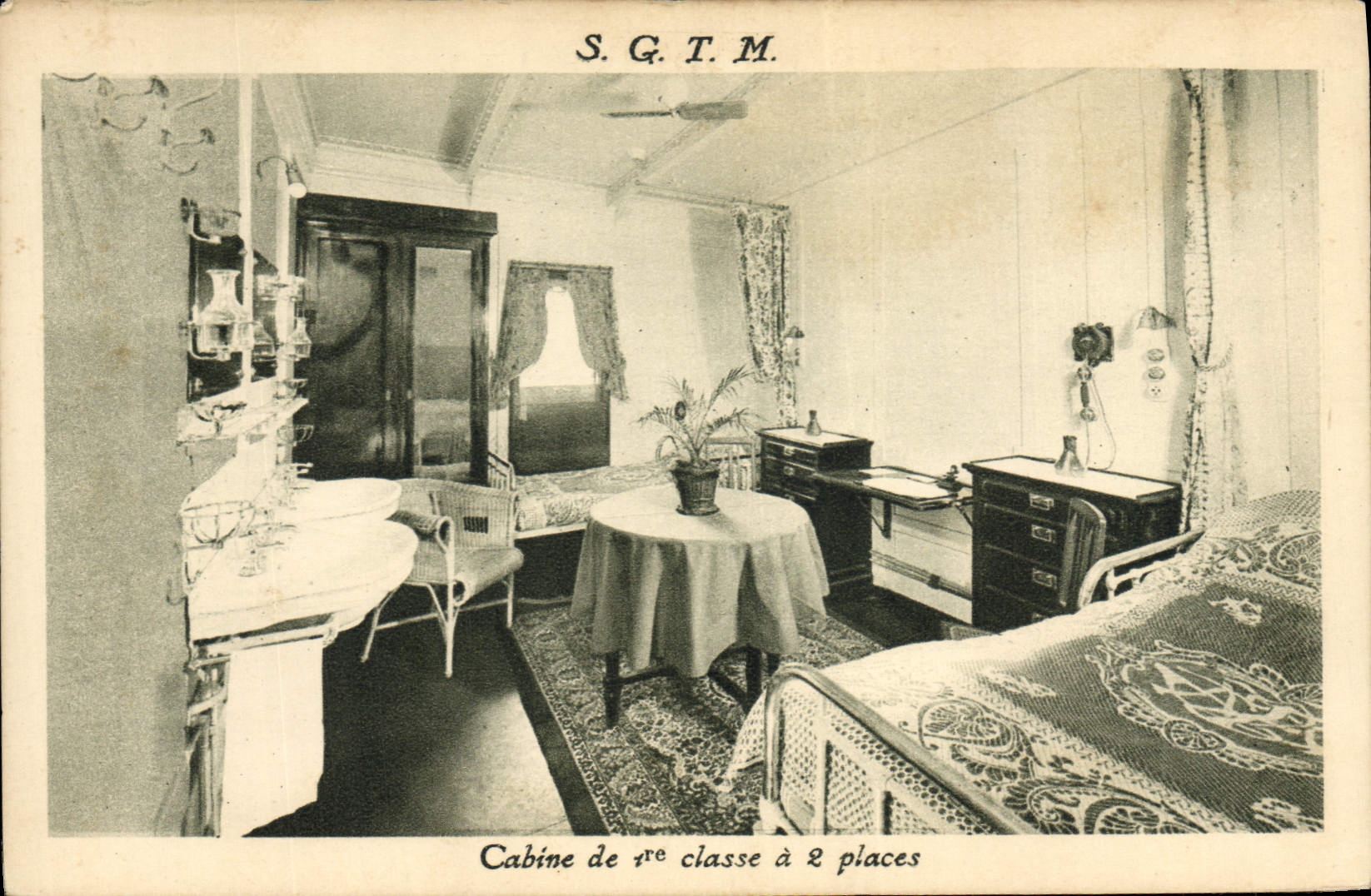 Cabine de 1re classe à 2 places — S.G.T.M. — Société Générale de Transports Maritimes