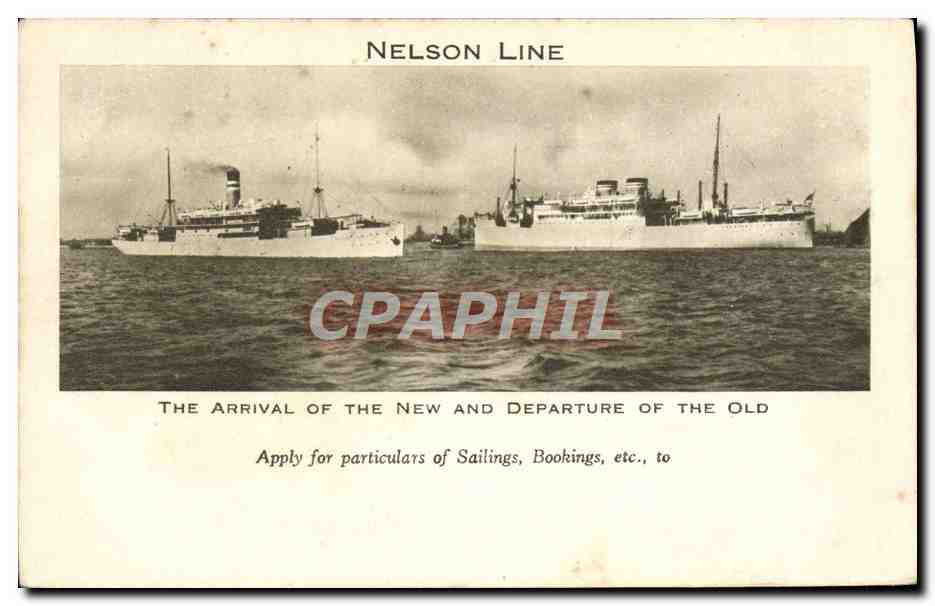 CPA Bateau Paquebot Nelson line The arrival of the new and departure of the old 