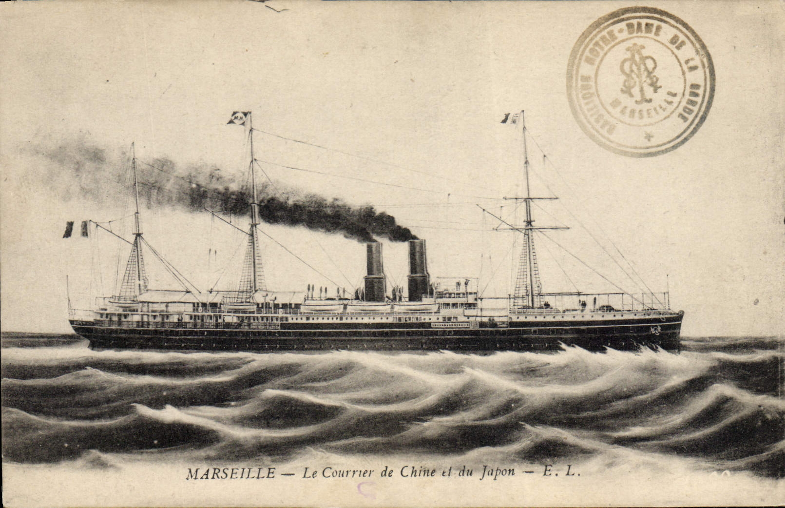 CPA Bateau Marseille Le courrier de Chine et du Japon Nippon china 