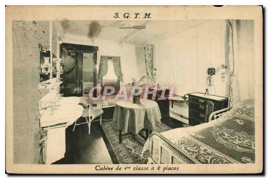 Cabine de 1ère classe à 2 places — S.G.T.M. — Société Générale de Transports Maritimes