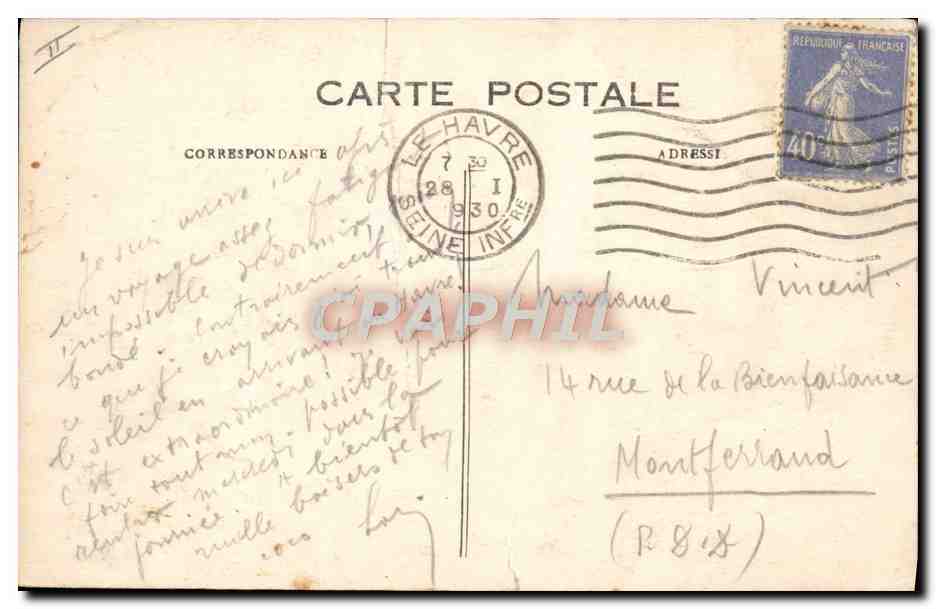Le Havre — Transatlantique sortant du Port — G. F., Le Havre, n°143 — Achterkant