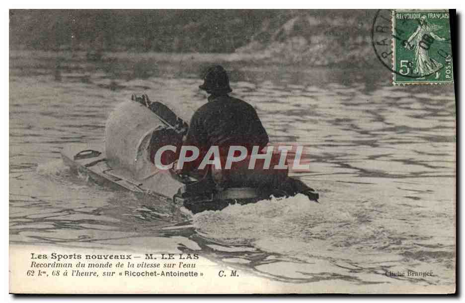 CPA M Le Las Recordman du monde de la vitesse sur l'eau sur Ricochet Antoinette TOP