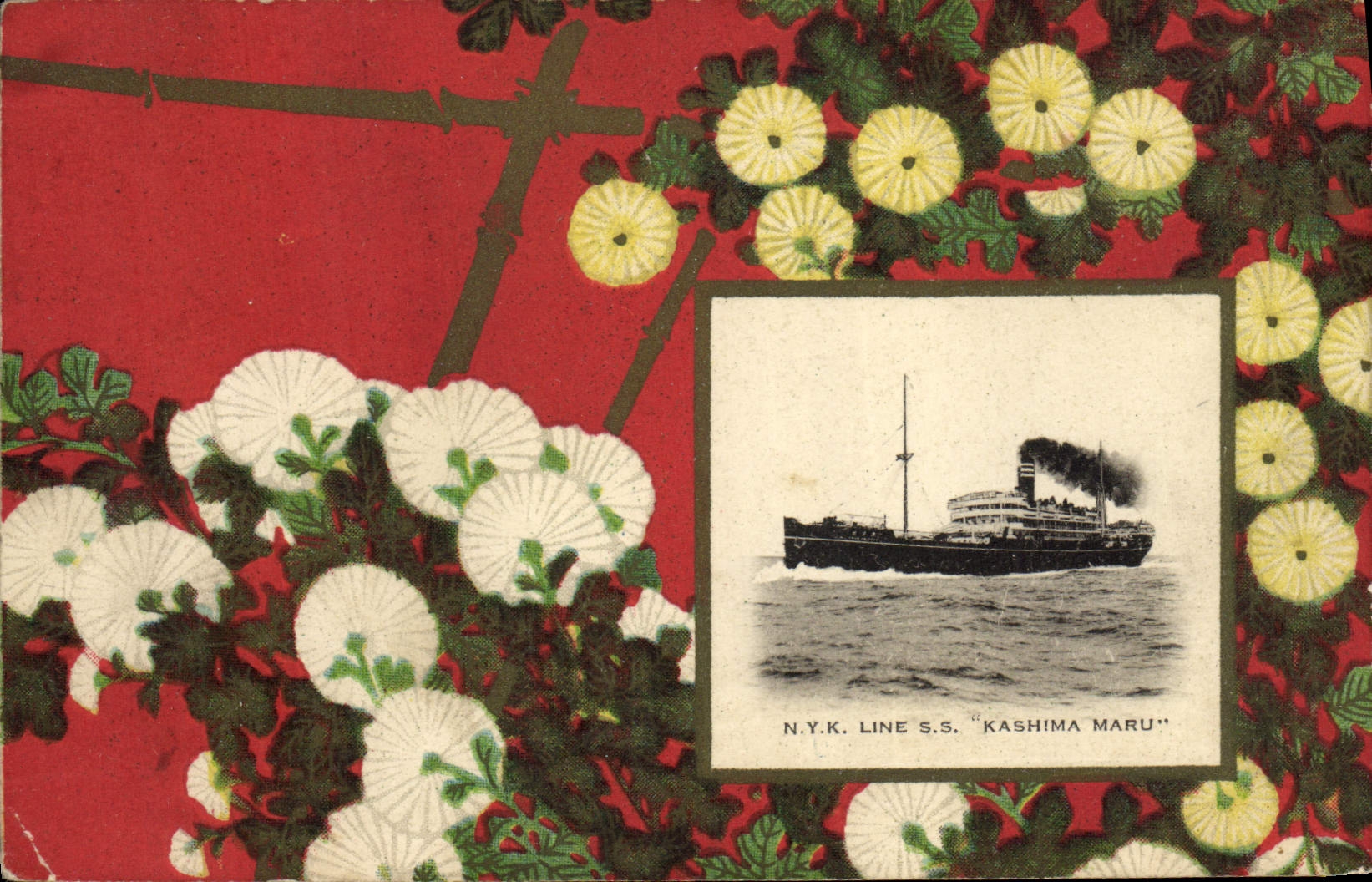 N.Y.K. Line S.S. "Kashima Maru" — ilustración marítima — editor N.Y.K. Line