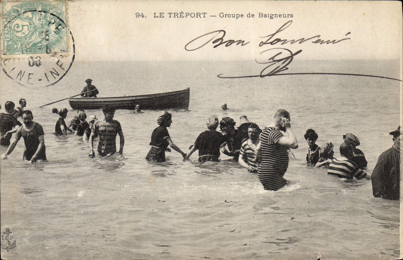 CPA Femme Maillot de Bains Le Treport Groupe de baigneurs 