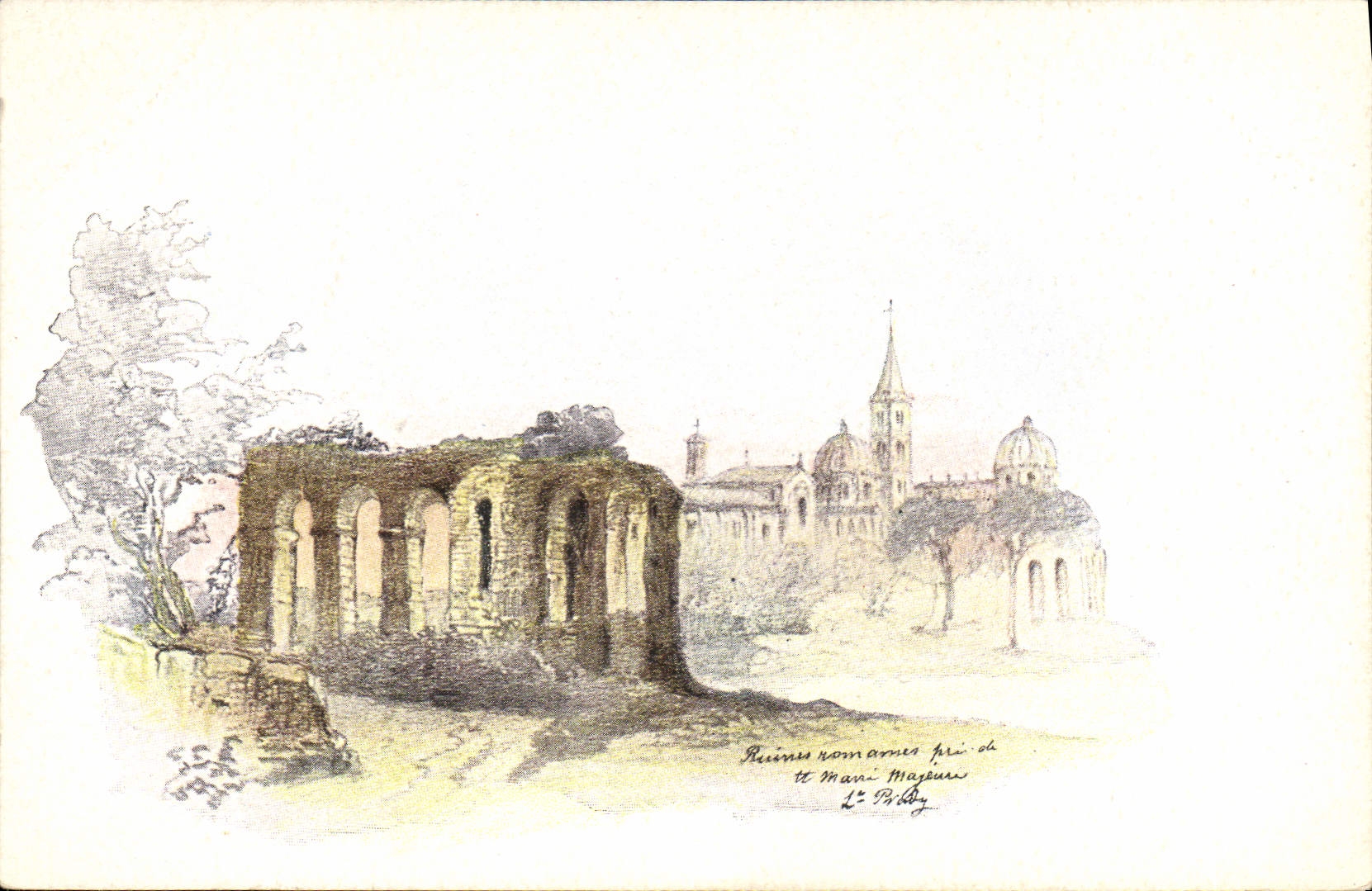 CPA Fantaisie Illustrateur Ruines romaines 