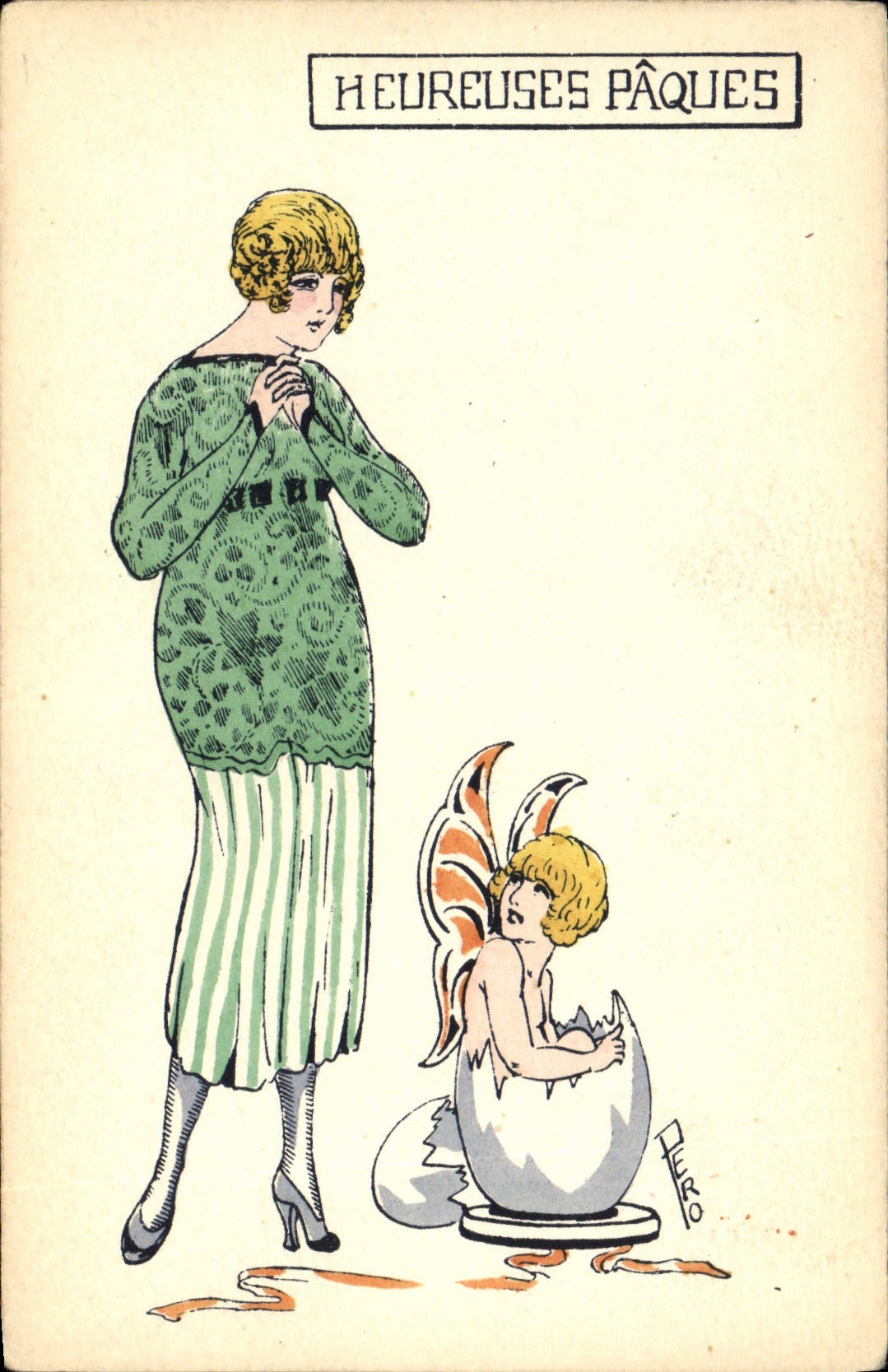 Heureuses Pâques — illustration féerique — Marque Trajane, Série N°30