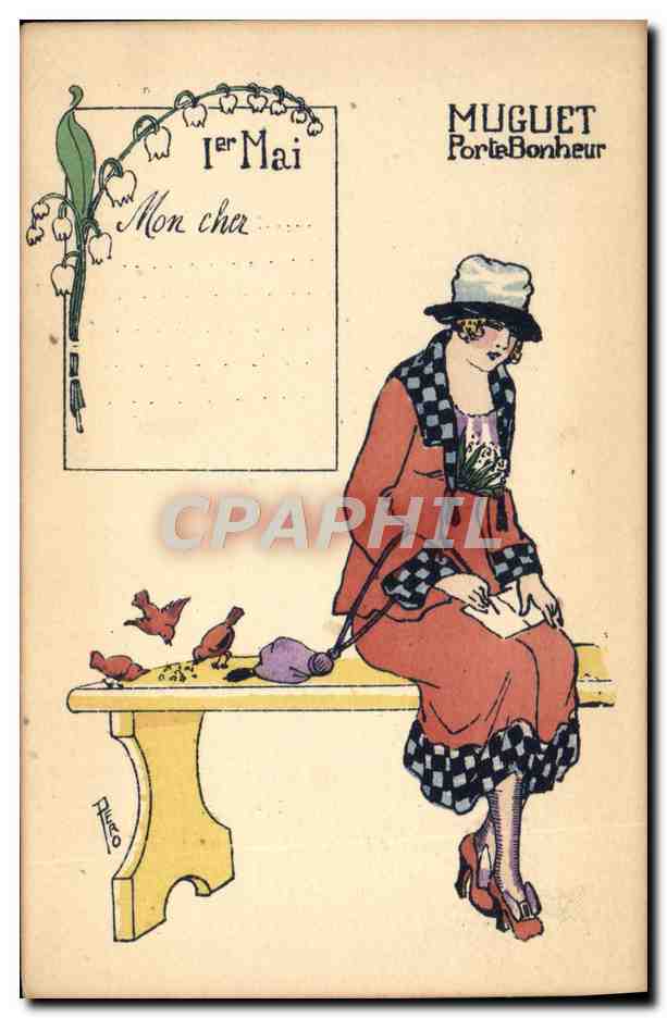 CPA Fantaisie Illustrateur Femme Paques Pero Muguet 1er Mai