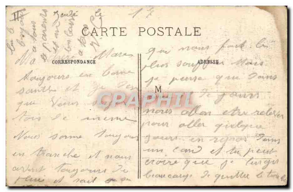 CPA Militaria La Grande Guerre Gourbi Du Reg D'Infanterie — Rückseite