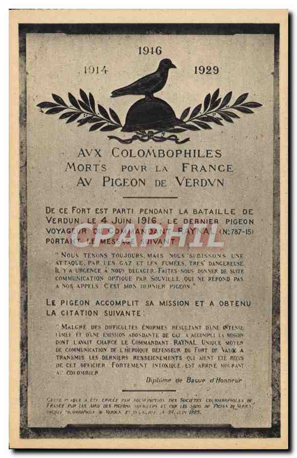 Fort de Vaux — Dernier pigeon voyageur du commandant Raynal — Édition Verdun