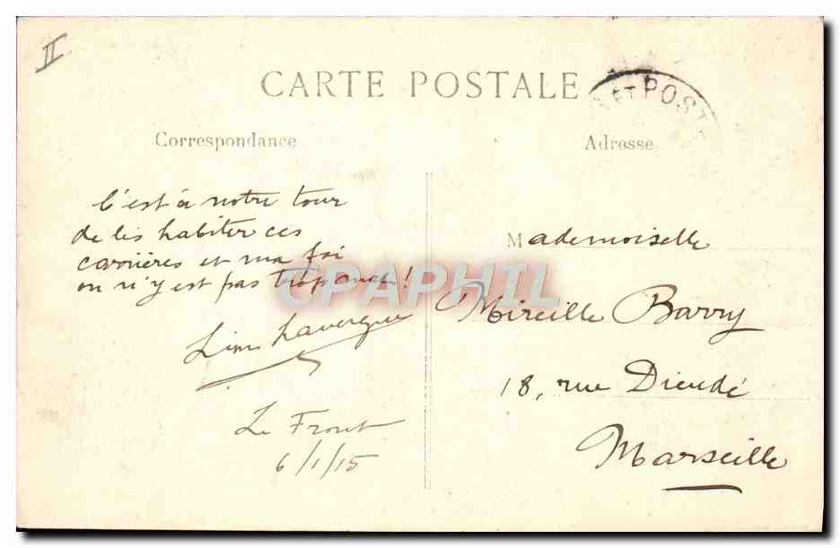 Les fameuses carrières de Soissons — où étaient retranchés les Allemands — L. C. H. Paris — Achterkant