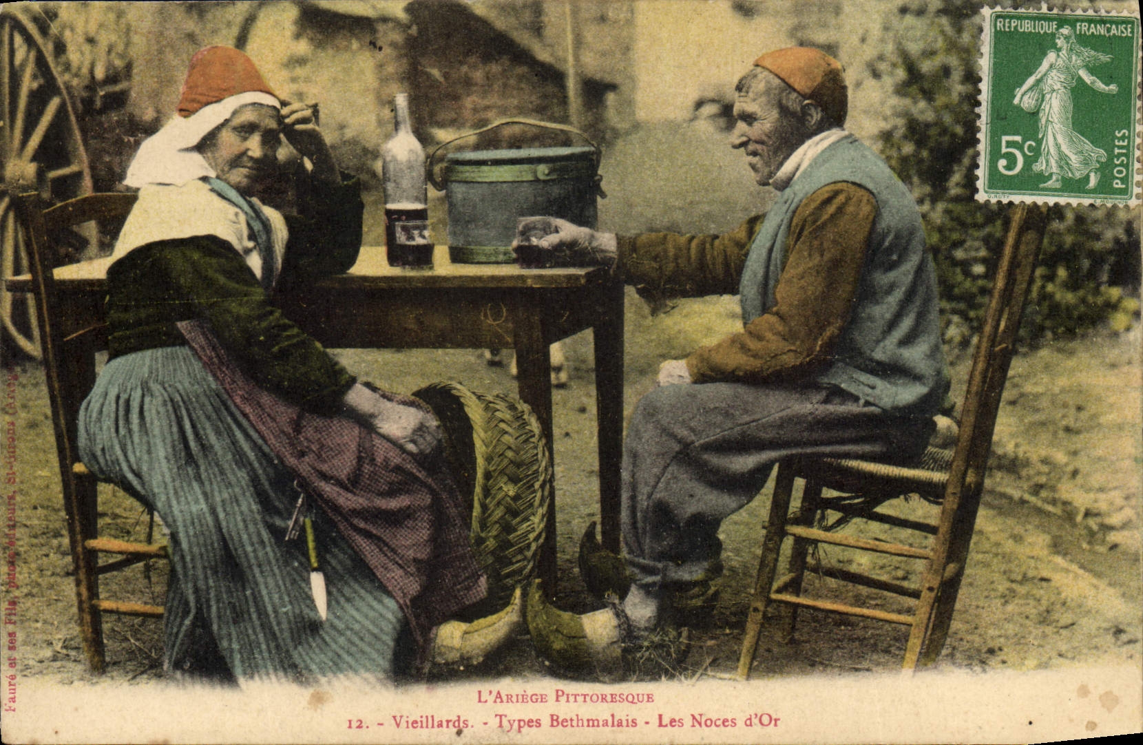 CPA Folklore Ariege Vieillards Types Bethmalais Les noces d'or 