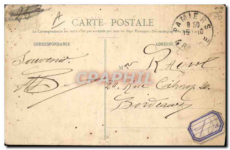 CPA Folklore A la montagne Type de Bethmalaise pres Castillon  — Verso